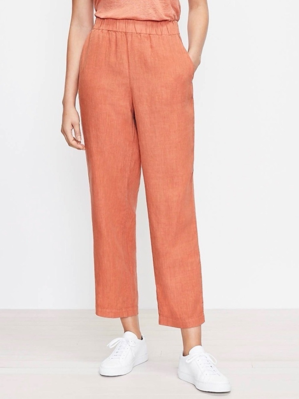 Lou & Grey Straight Leg Linen  Pants in Teracotta